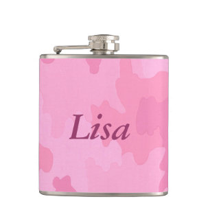 Personalisiert-rosa-Camouflage Flachmann