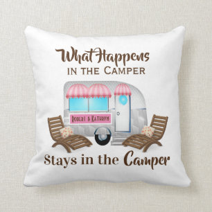 Personalisiert rosa Camper Kissen