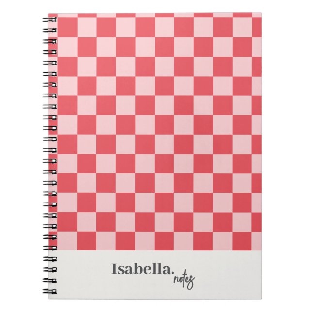 Personalisiert rosa Checked Notes Notizblock (Vorderseite)