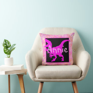 Personalisiert rosa Dinosaurier verborgen Kissen