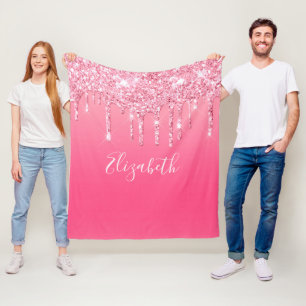 Personalisiert rosa Driving Glitzer Girly Trendy Fleecedecke