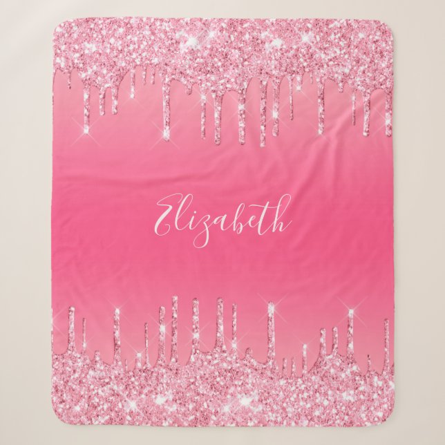 Personalisiert rosa Driving Glitzer Girly Trendy Sherpadecke (Vorderseite)