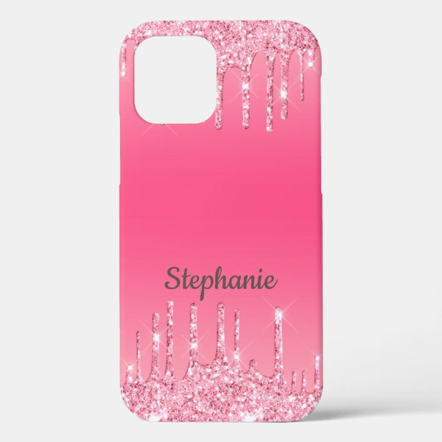 Personalisiert rosa Driving Glitzer Trendy Glam Case-Mate iPhone Hülle (Rückseite)