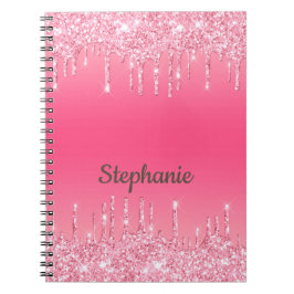 Personalisiert rosa Driving Glitzer Trendy Glam Notizblock