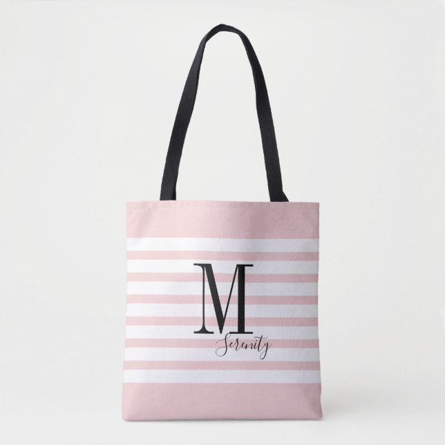 Personalisiert rosa, einfache Bezeichnung und Mono Tasche (Vorderseite)