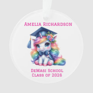 Personalisiert rosa Einhorn-Abschluss Ornament