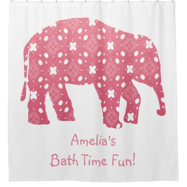 Personalisiert-rosa-Elefant Duschvorhang (Vorderseite)