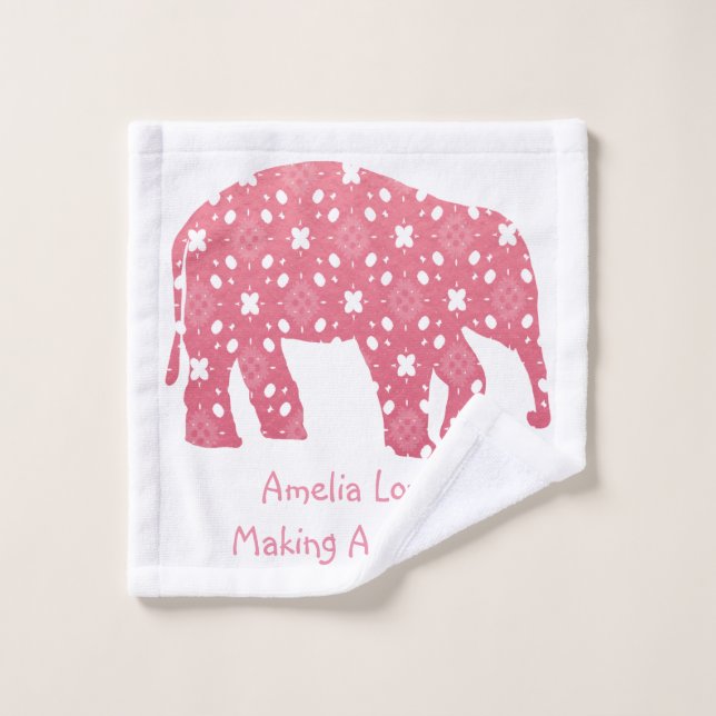 Personalisiert-rosa-Elefant Waschlappen (Waschlappen)