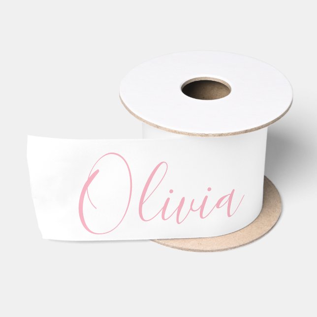 Personalisiert rosa Elegante Name Modern Satin Rib Satinband (Spule)