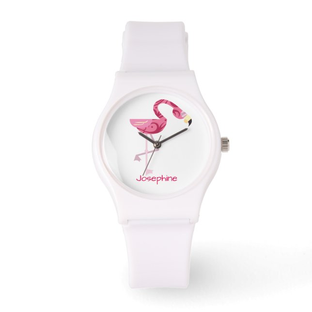 Personalisiert rosa Flamingo Bird Armbanduhr (Vorderseite)