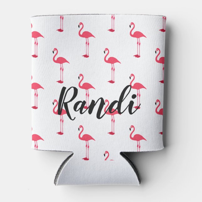 Personalisiert rosa Flamingo Can Cooler Dosenkühler (Vorderseite)