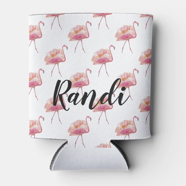 Personalisiert rosa Flamingo Can Cooler Dosenkühler (Vorderseite)