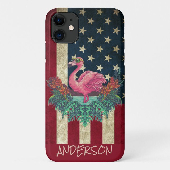Personalisiert rosa Flamingo Case-Mate iPhone Hülle (Rückseite)