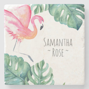 Personalisiert rosa Flamingo Dekoration tropisch Steinuntersetzer