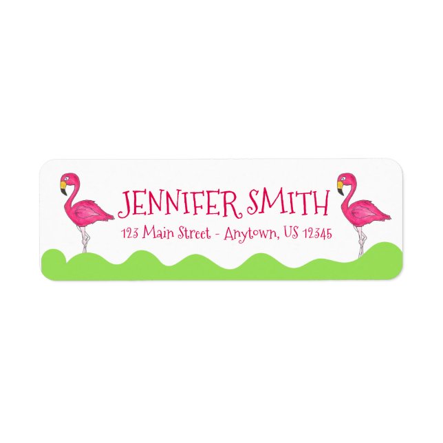 Personalisiert rosa Flamingo Flamingos-Adressetike (Vorne)