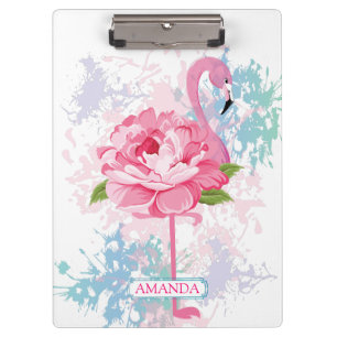 Personalisiert rosa Flamingo Klemmbrett