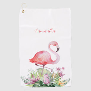 Personalisiert rosa Flamingo Tropical Golfhandtuch
