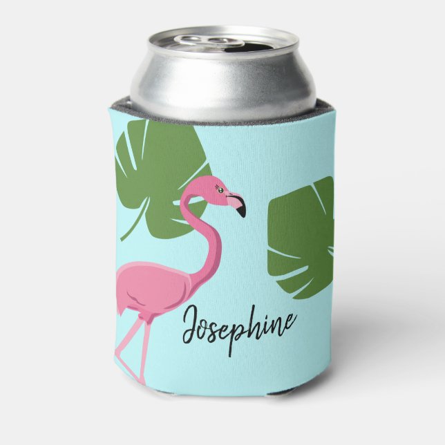 Personalisiert rosa Flamingo Tropisches Bacheloret Dosenkühler (Kanne Rückseite)