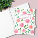 Personalisiert rosa Floral Planer<br><div class="desc">Dieser hübsche Blumenplaner ist mit rosa Aquarellrosen und grünen Blätter dekoriert. Einfach anpassbar. Verwenden Sie die Option Entwurfswerkzeug,  um die Textgröße,  den Stil und die Farbe zu ändern. Weil wir unsere Kunstwerke erstellen,  werden Sie dieses exakte Bild von anderen Designern nicht finden. Original Wasserfarbe © Michele Davies.</div>