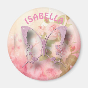 Personalisiert-Rosa-Floral-Schmetterling-Magnet Magnet