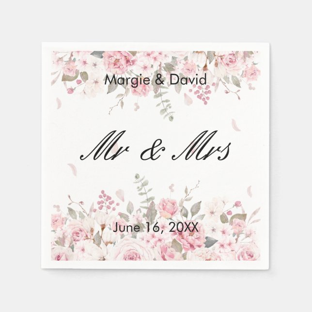 Personalisiert rosa Floral Spray Serviette (Vorderseite)
