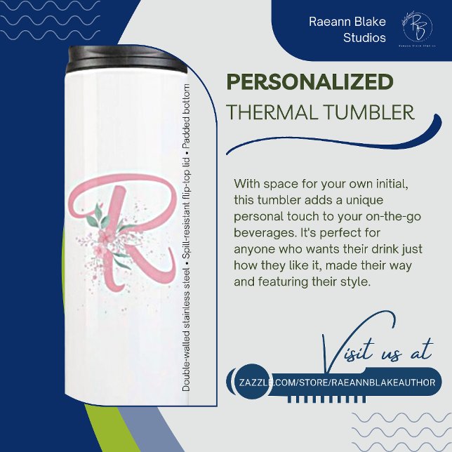Personalisiert rosa floraler Thermaltumbler Thermosbecher (Von Creator hochgeladen)