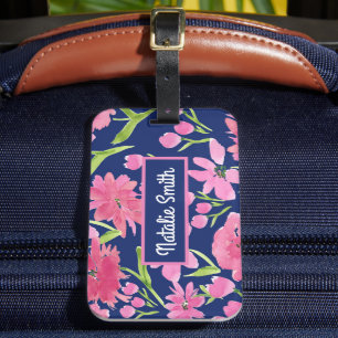 Personalisiert rosa Florenfarbe für die Marine Gepäckanhänger