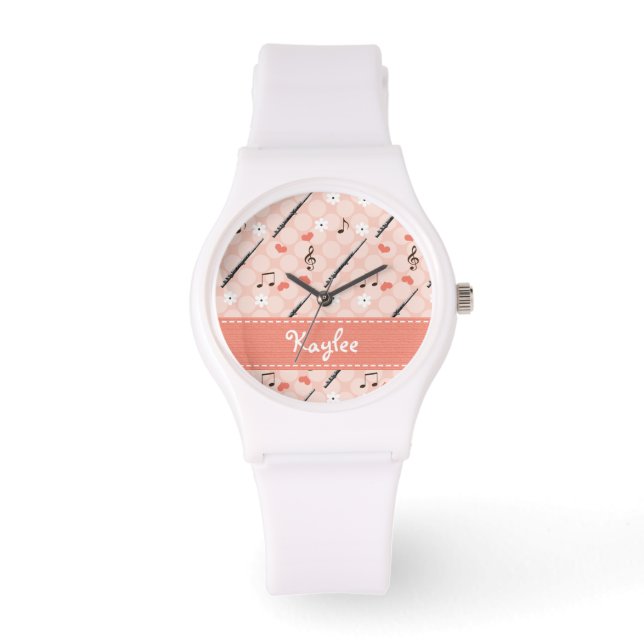 Personalisiert rosa Flute Armbanduhr (Vorderseite)