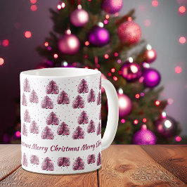 Personalisiert rosa, froher Weihnachtsbaum Kaffeetasse