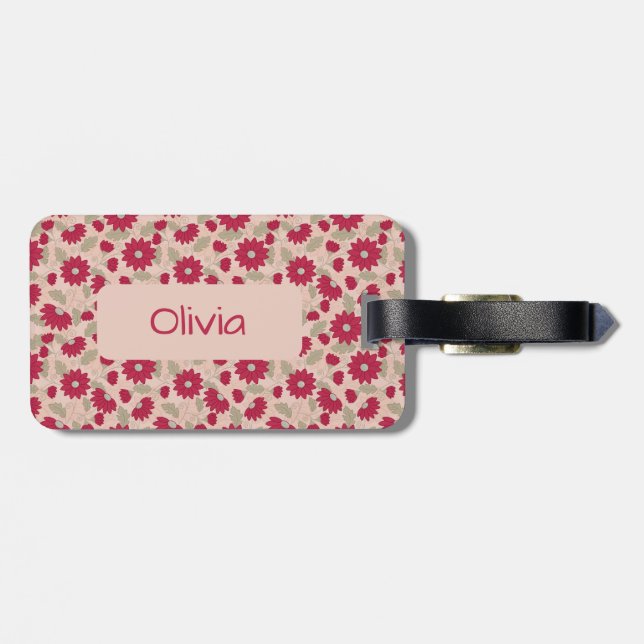 Personalisiert-rosa Gänse Gepäckanhänger (Rückseite horizontal)