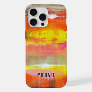 Personalisiert Rosa Gelbe Abstrakte Kunst iPhone 15 Pro Max Hülle