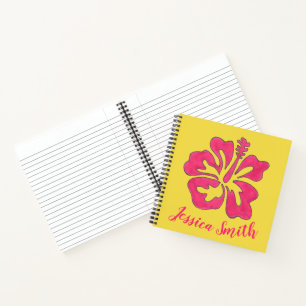 Personalisiert rosa Gelbe Hibiskus Blume Tropisch Notizbuch
