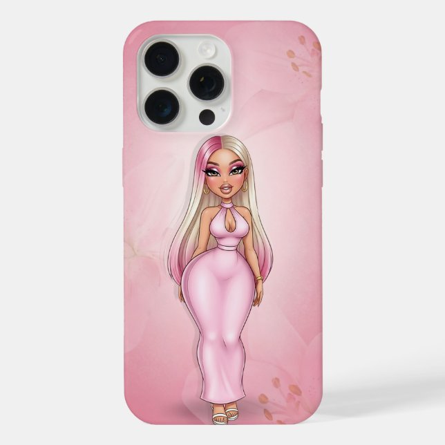 Personalisiert-Rosa-Glamour-Telefonzelle iPhone 15 Pro Max Hülle (Rückseite)