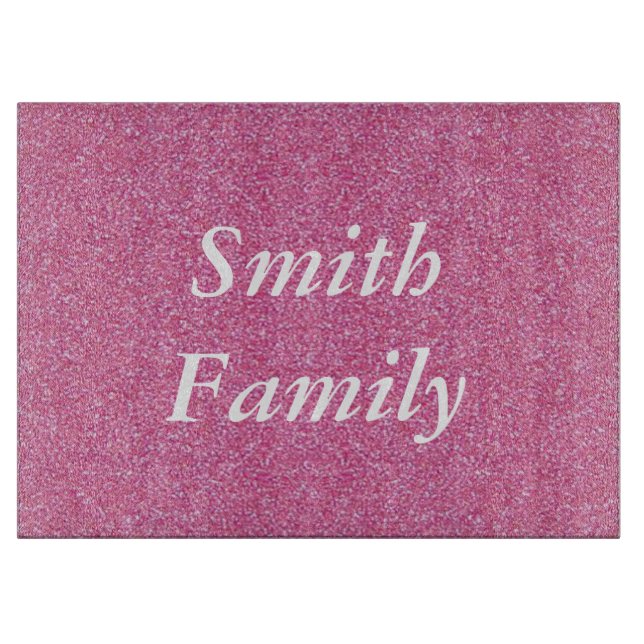 Personalisiert rosa Glitzer Cutting Board Schneidebrett (Vorderseite)