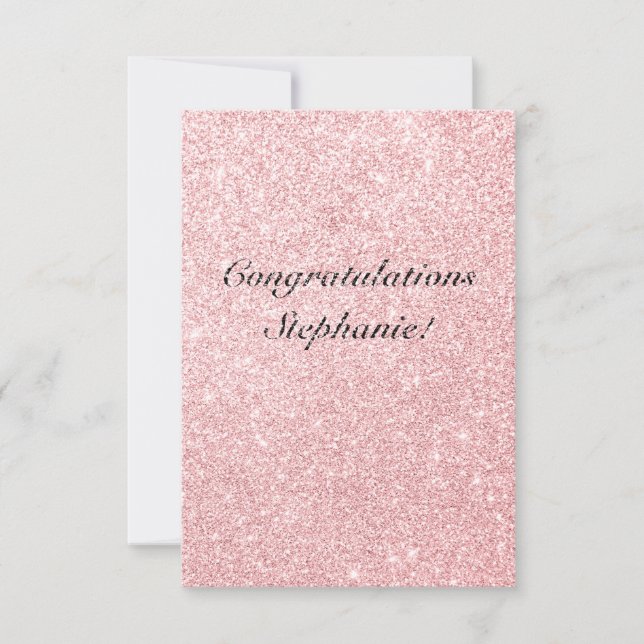 Personalisiert rosa Glitzer Glückwunschkarte Karte (Vorderseite)