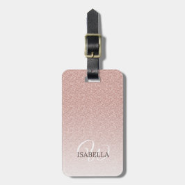 Personalisiert rosa Glitzer Ombre Name Monogram Gepäckanhänger