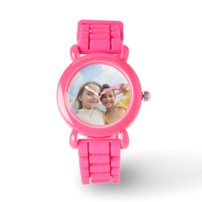 Personalisiert rosa Glitzer-Uhr: Foto für benutzer Armbanduhr (Vorderseite)