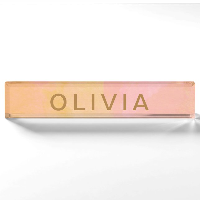 Personalisiert Rosa Gold Abstrakte Farbe Namensplakette (Vorderseite)