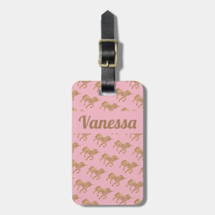 Personalisiert-Rosa-Gold-Einhorn Gepäckanhänger