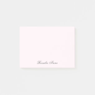 Personalisiert rosa Graue Skriptbezeichnung Post-it Klebezettel