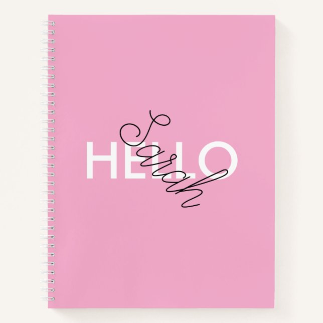 Personalisiert-rosa "Hello"-Notebook mit benutzerd Notizbuch (Vorderseite)