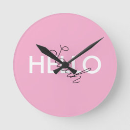 Personalisiert rosa "Hello" Wall Clock mit benutze Runde Wanduhr