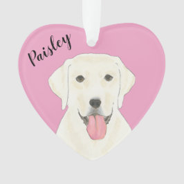Personalisiert-rosa-herz-weißes Labrador Ornament