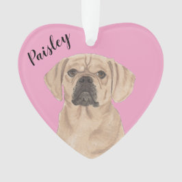 Personalisiert rosa Herzpuggle Ornament