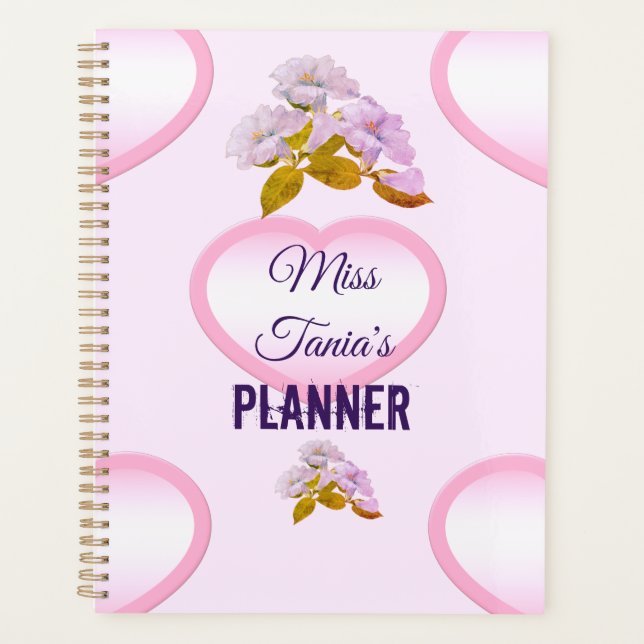 Personalisiert rosa Herzschrittmacher Planer (Vorderseite)