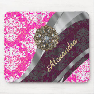 Personalisiert rosa hübsches gürtelfeuchtes Muster Mousepad
