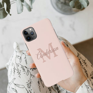 Personalisiert-rosa-iPhone-Fall   Monogramm und Sk iPhone 11Pro Max Hülle