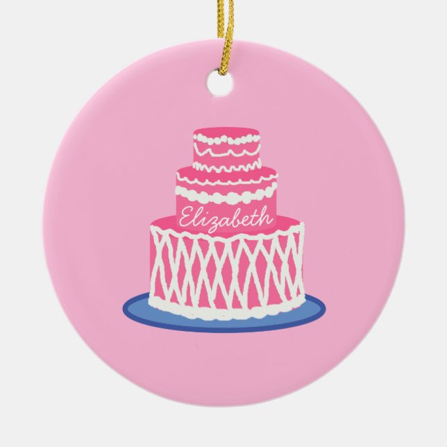 Personalisiert rosa Kuchen Keramik Ornament (Vorne)