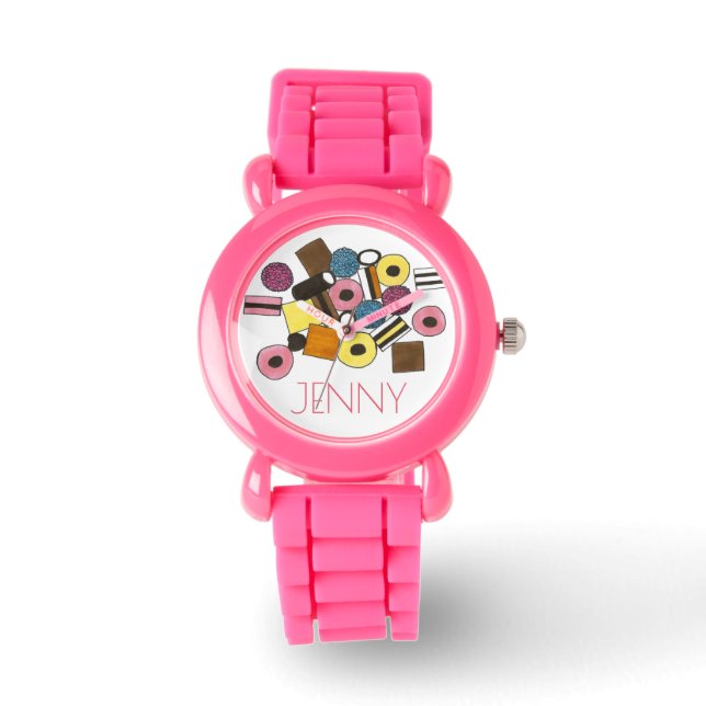 Personalisiert Rosa Lakritze Allsorten Candy Watch Armbanduhr (Vorderseite)