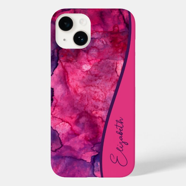Personalisiert rosa Lila Farbe Case-Mate iPhone 14 Hülle (Rückseite)